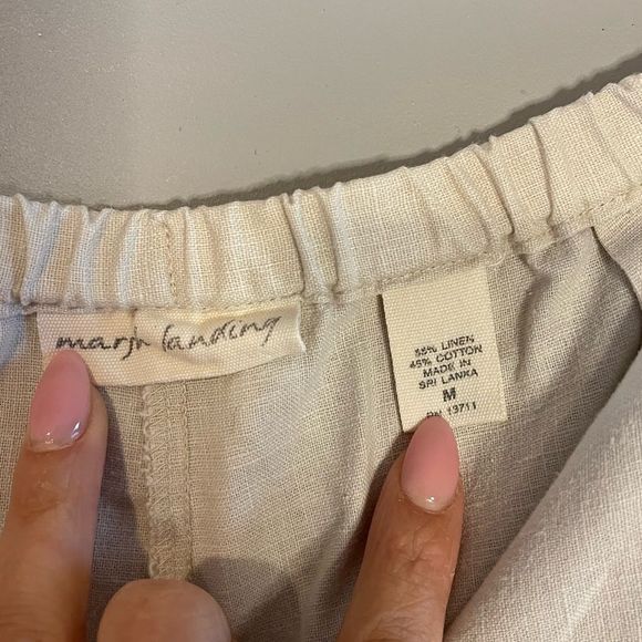 Marsh Landing Linen Blend Wide Leg Cream Pant | M - Picture 4 of 8